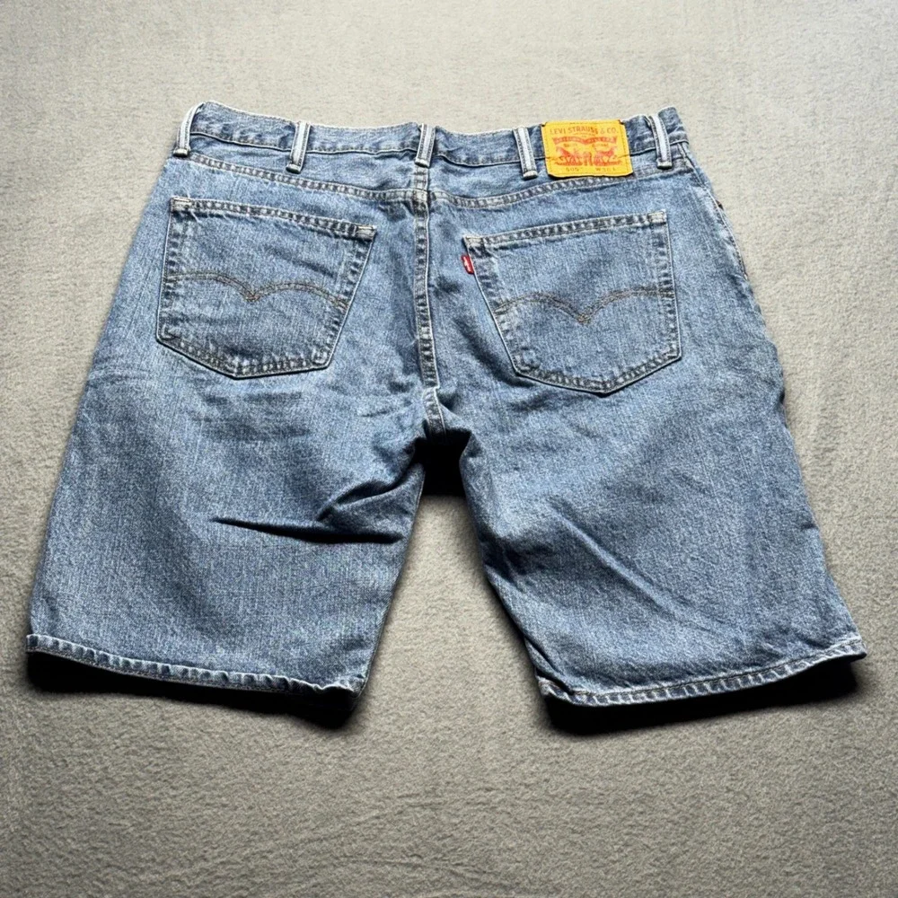 Levi's 505 Mens Regular Fit Denim Shorts Size 38 Blue Medium Wash Cotton Classic
